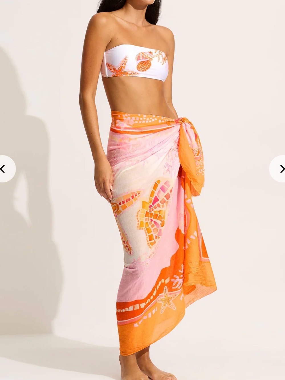NWOT Seafolly Orange Pink Yellow Graphic Wave  pareo